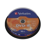 SCATOLA 10 DVD-R SPINDLE 16X 4.7GB 120MIN.SERIGRAF